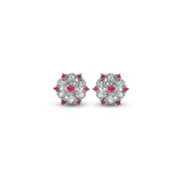Radiant Blossom Ruby & Zircon Earrings
